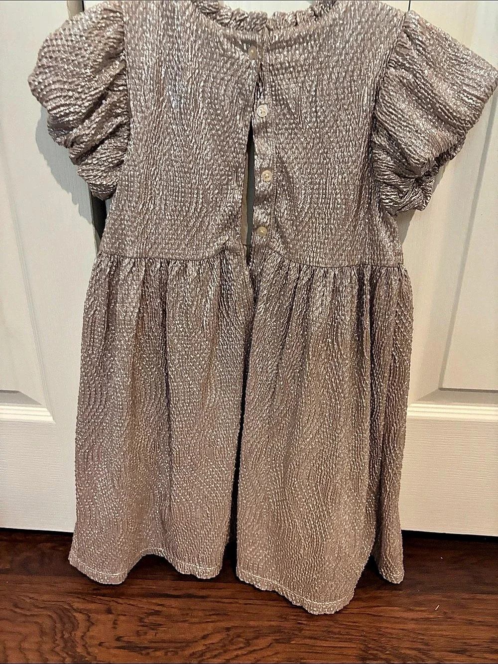 Kids' Shimmer Ruffle Sleeve Dress 8t